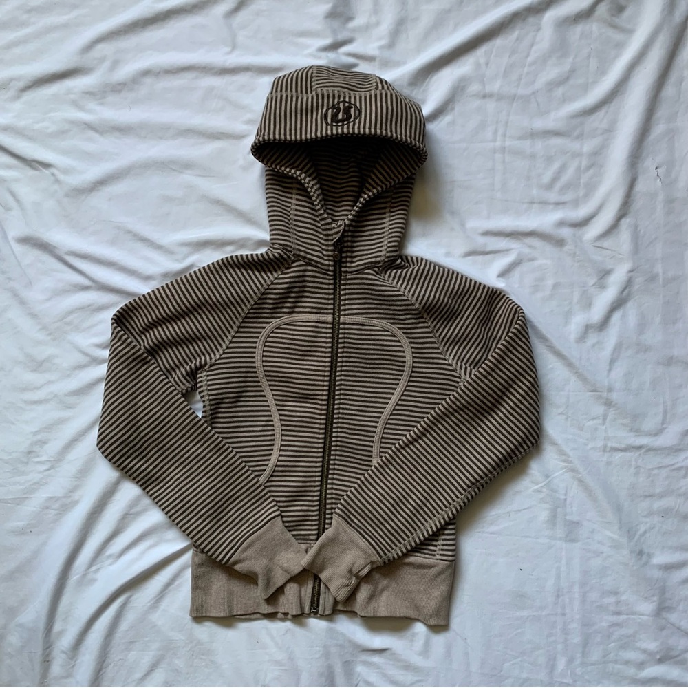 Lululemon Striped Brown Scuba Hoodie